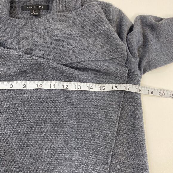 Tahari Waterfall Cardigan Extra Fine Merino Wool Blend Women's Small Gray - Picture 7 of 9